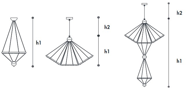 Zeus Incanto Italamp Suspension Lamp - Dimensions
